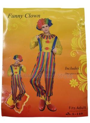 Clown Adult Costume With Multicolor Wig