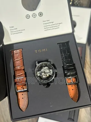Tomi Double Leather Transparent Dial Wristwatches
