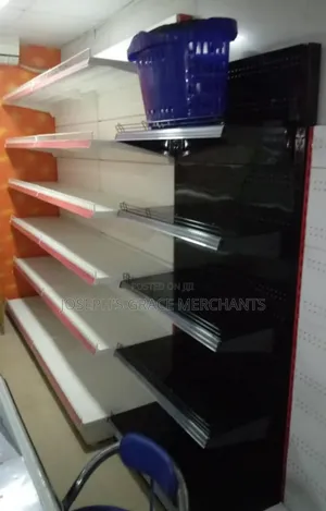 7ft/3ft (Heavy Duty) Supermarket Single Side Metal Shelf (Black)
