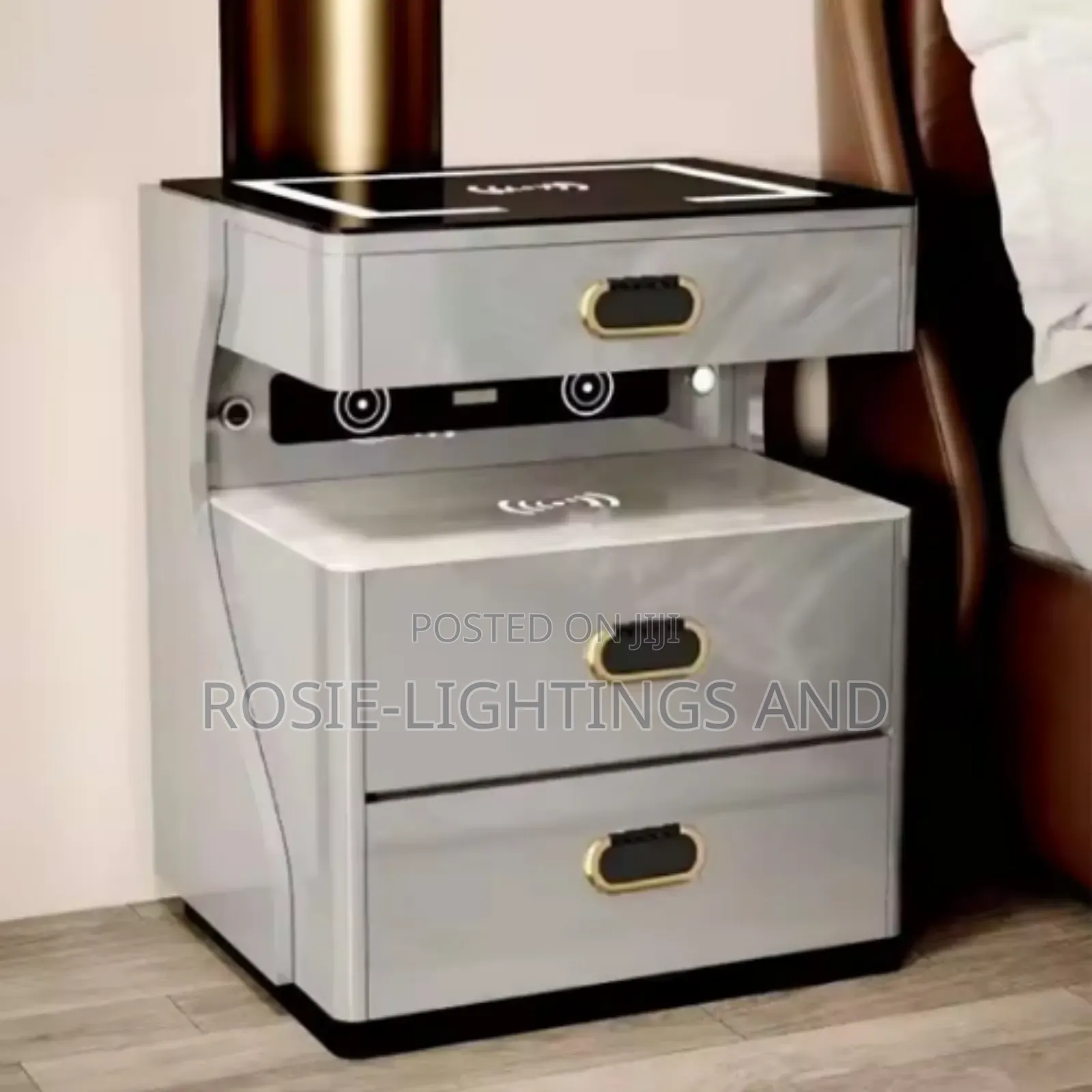 Electric Bed Side Drawer With Charging Pad Safe