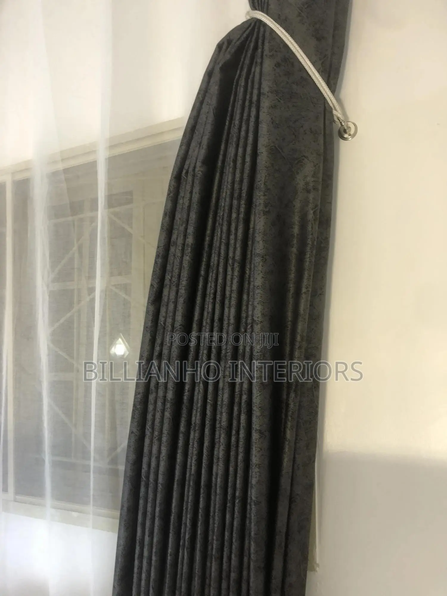 Automated Dark Gray Curtains
