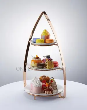 3tier Triangle Stainless Ceramic Food Stand