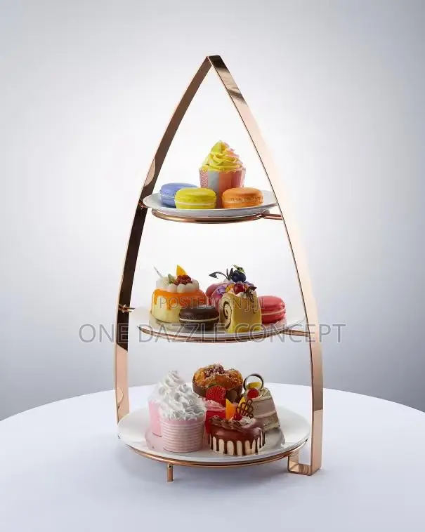 3tier Triangle Stainless Ceramic Food Stand
