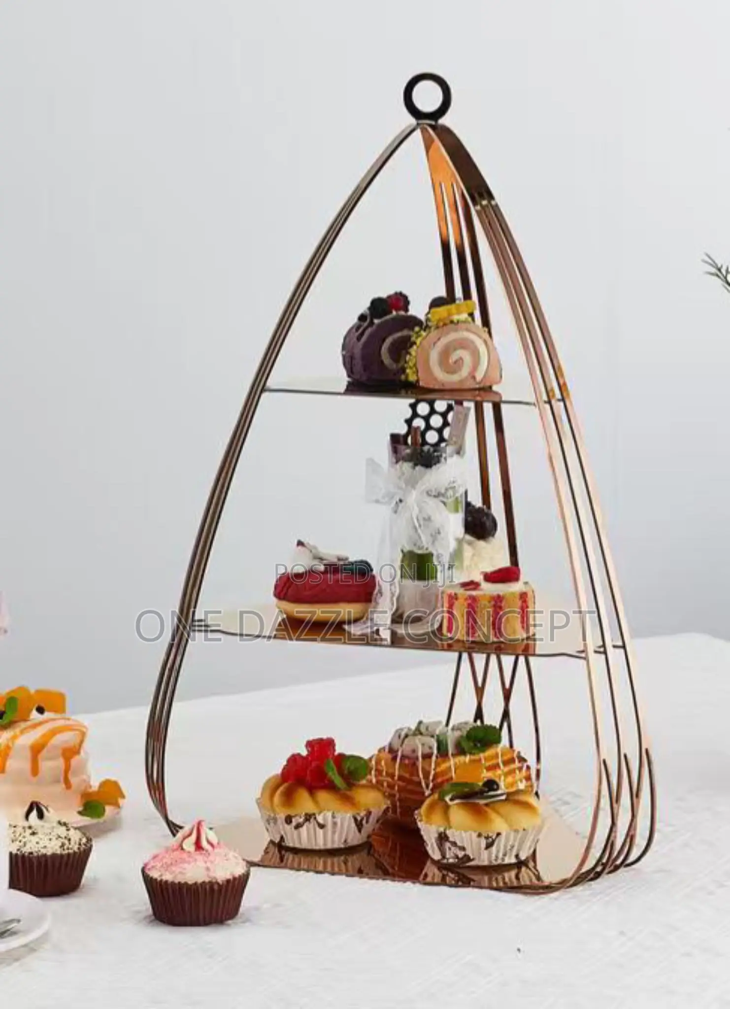 3tier Triangle Stainless Ceramic Food Stand