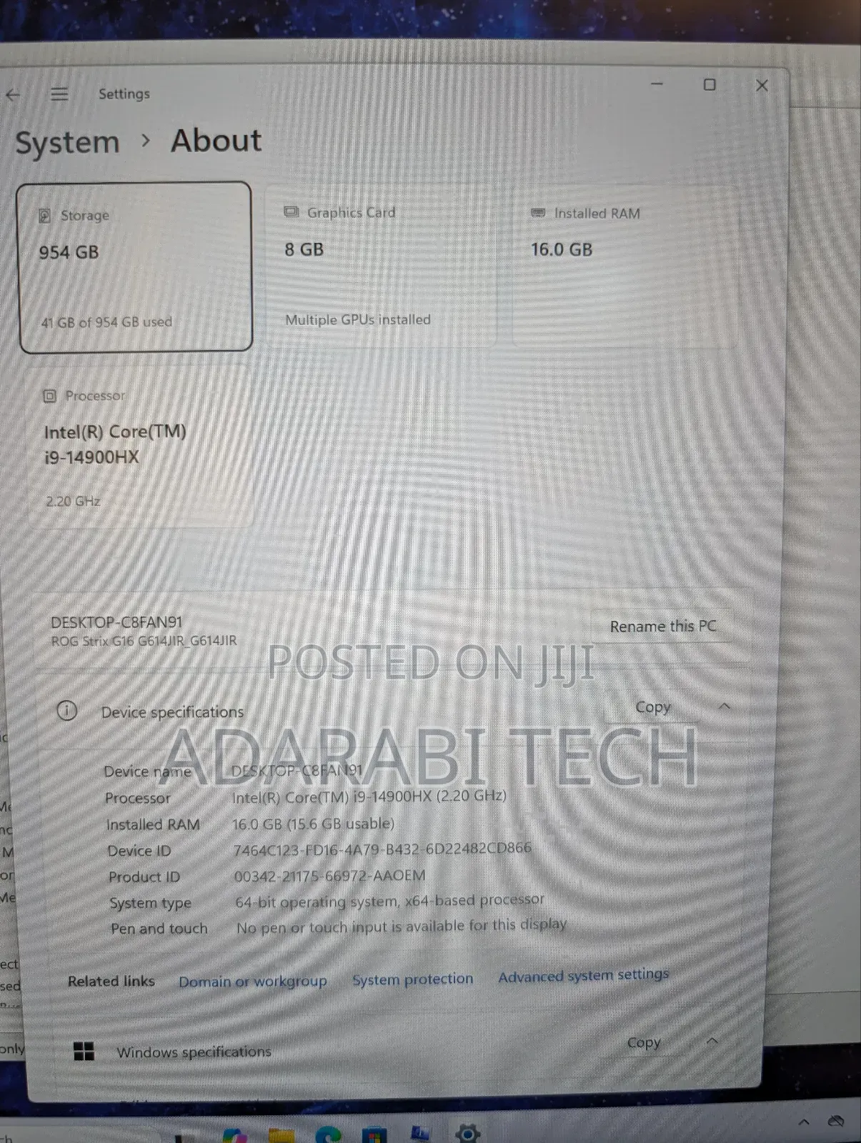Laptop Asus ROG Strix G16 G614 16GB Intel Core I9 SSD 1T