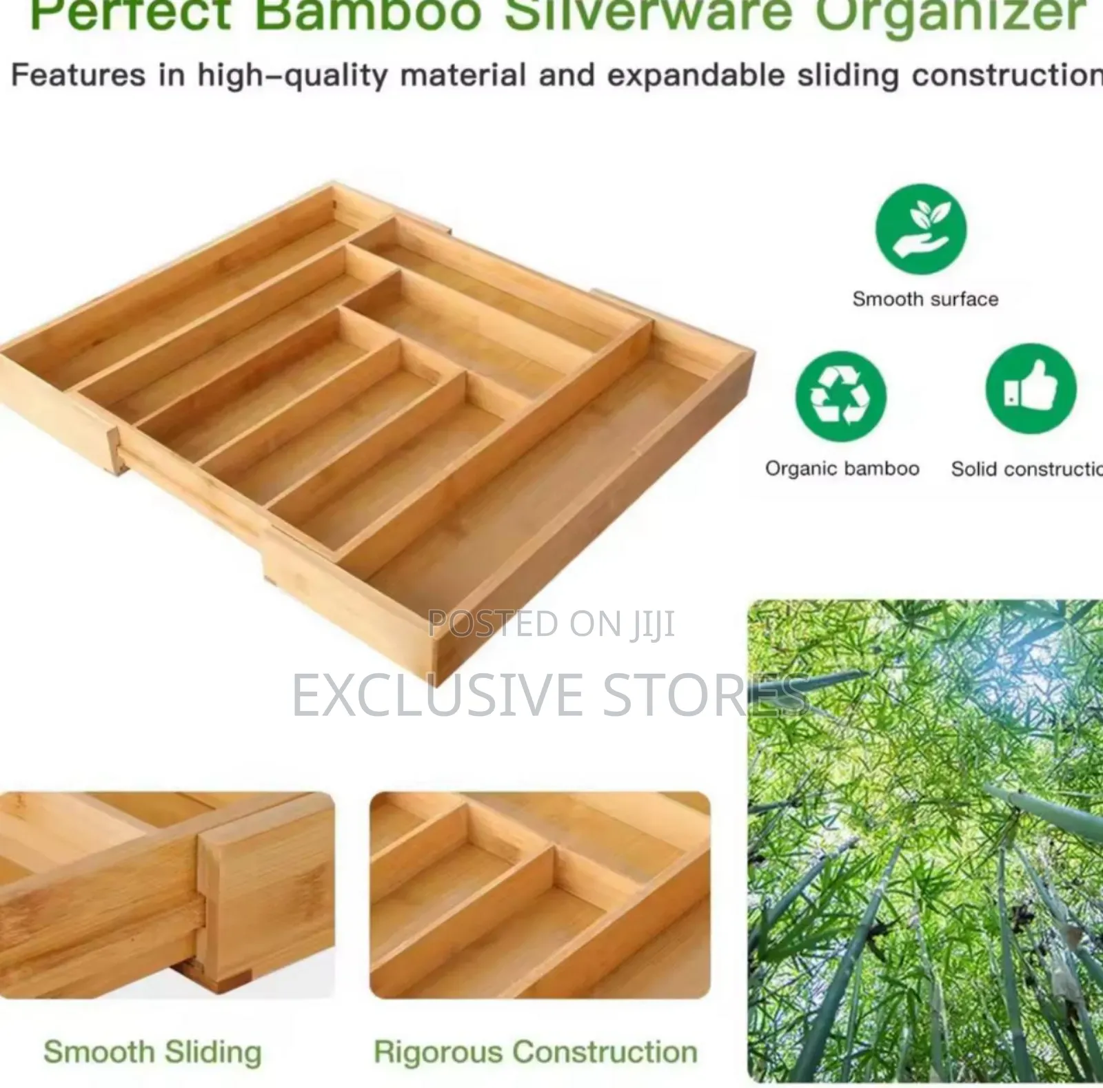Adjustable Expandable Bamboo Drawer