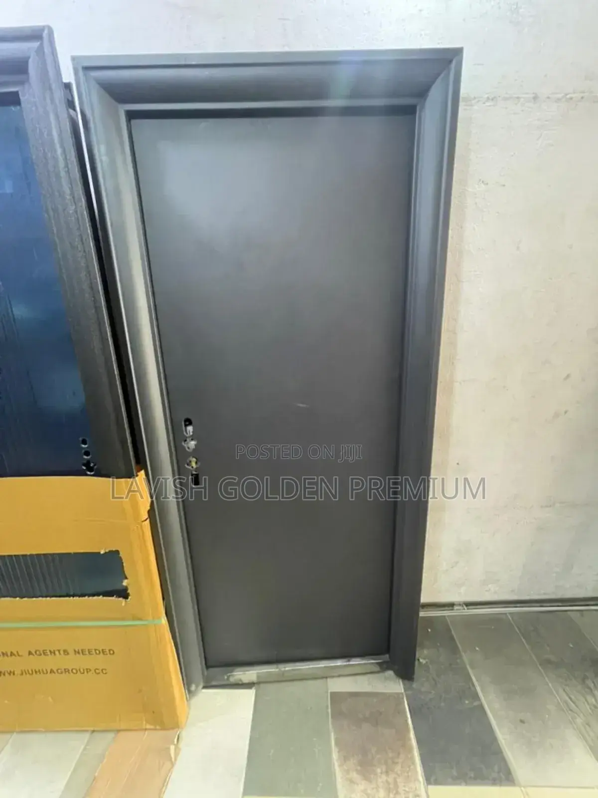 Black 3ft Steel Door Plain