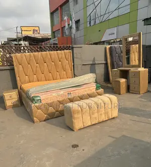 Esteemed Quality Set of HDF Padded 6 by 6 Wooden Bedframe