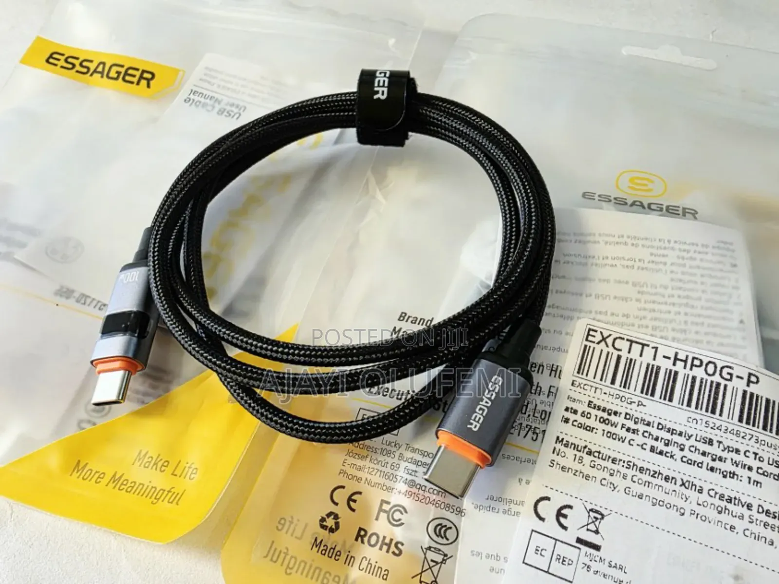Essager 100w Type C to C Cable.