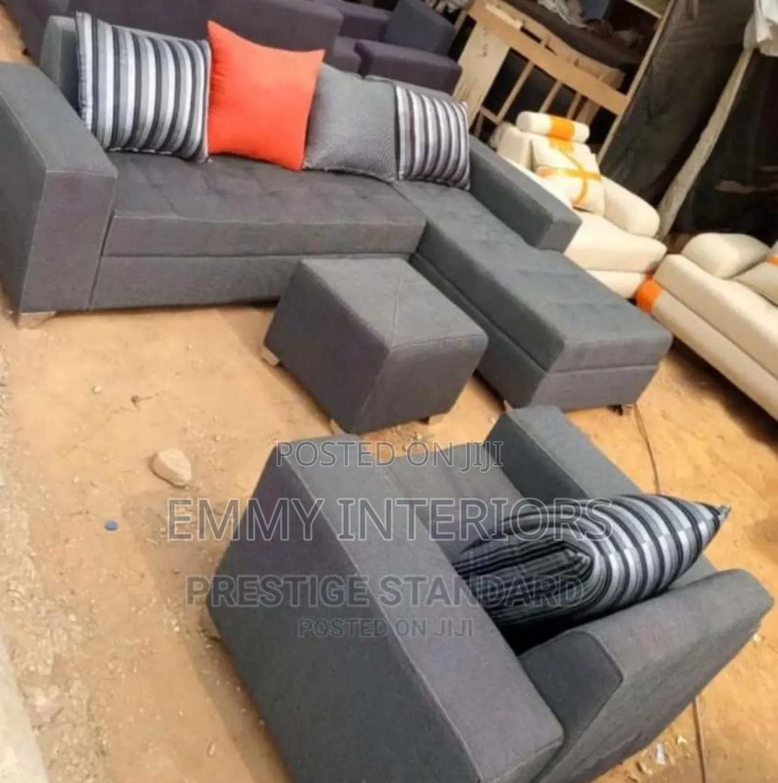 Quality Living Room L Shaped Fabric Sofa With Center Table