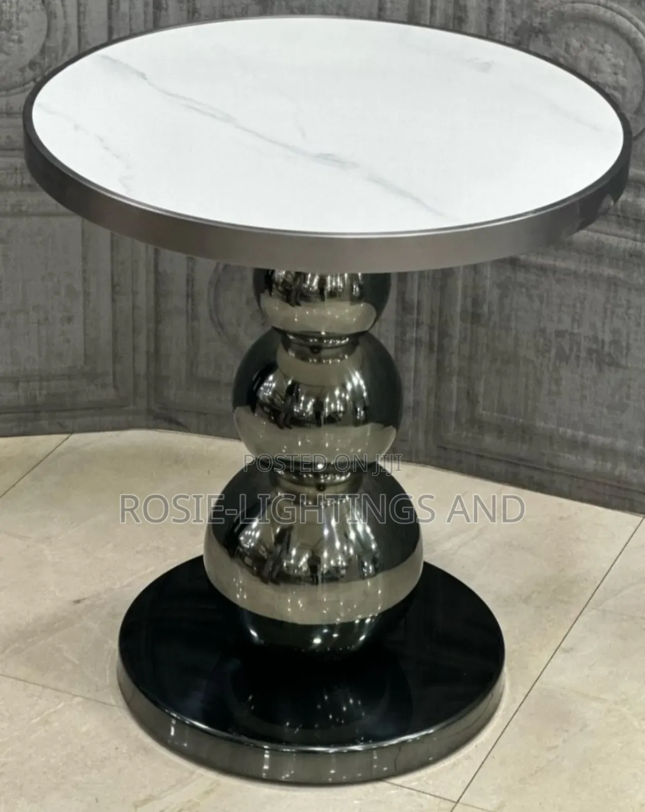 Luxury Modern Marble Side Stool ( Silver Base)