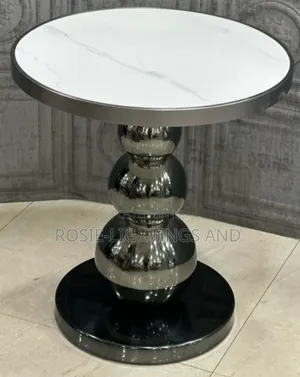 Luxury Modern Marble Side Stool ( Silver Base)