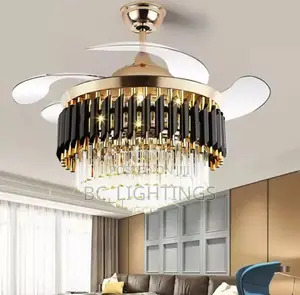 Crystal Fan Chandelier Light With Remote And Mp3