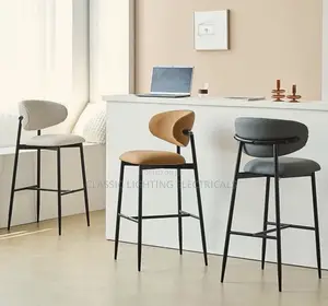Quality Nordic Bar Chair Metal Frame Legs Comfortable Fabric Chair