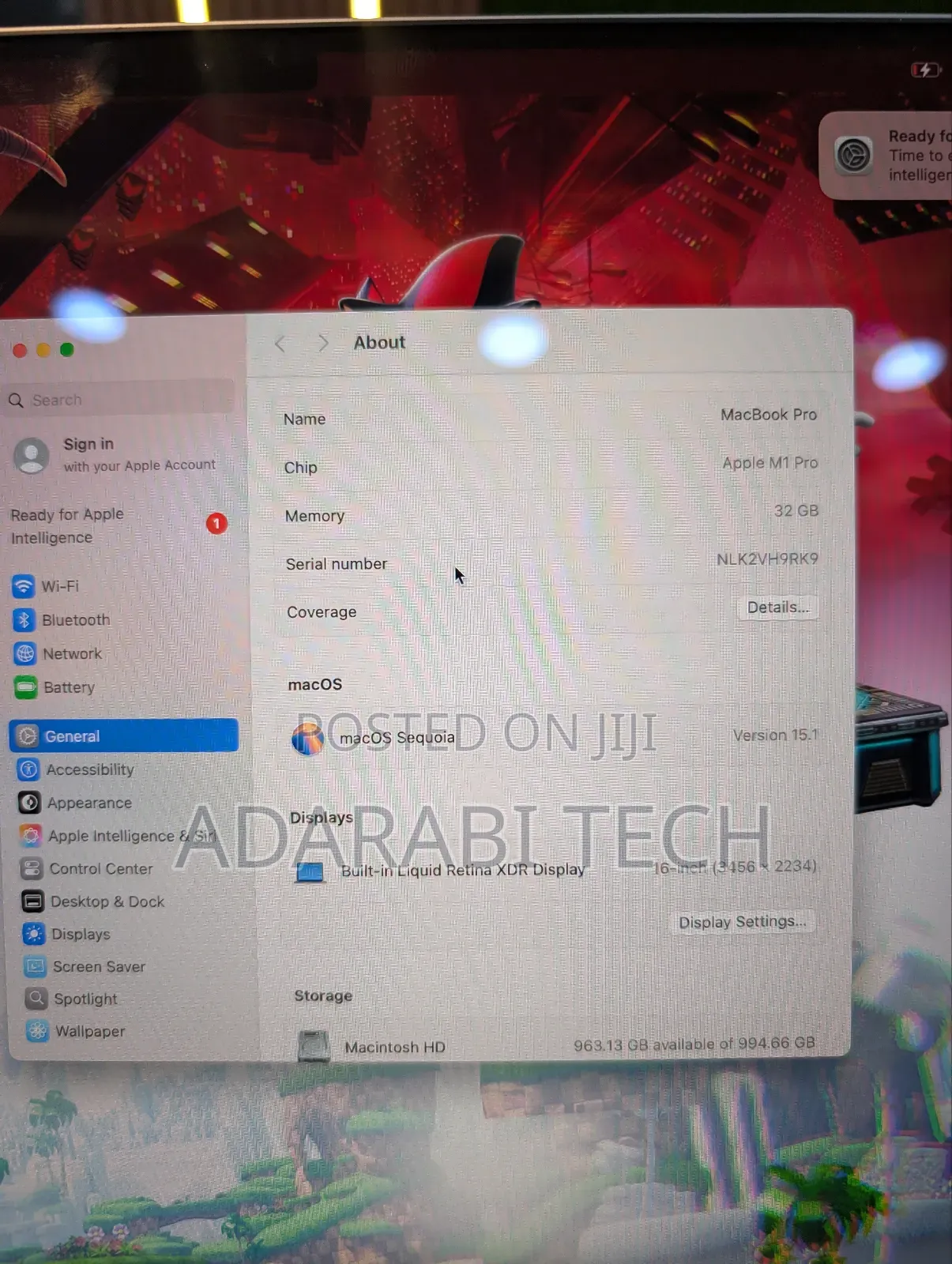 Laptop Apple MacBook Pro 2021 M1 32GB Intel Core I9 SSD 1T