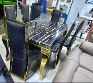 Unique Imported Dining Table Set With Marble Top by 6