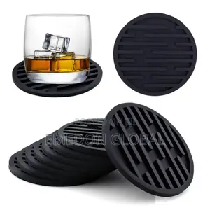 Quality Non Slip Silicone Drink Coasters/Cup Mats 6pcs