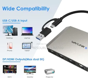 Wavlink USB C to Quad HDMI and Displayport Adapter, Dual at 60hz,
