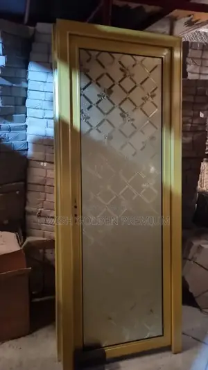 Gold Aluminium Glass Toilet Bathroom Door