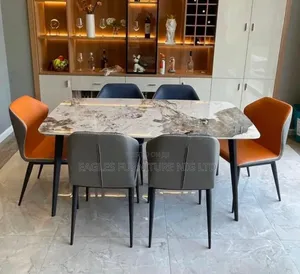 Unique Marble Dinning Table With 6 Quality Chairs