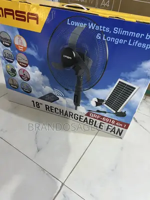 Qasa 4-in-1 18" Rechargeable Fan With Solar Panel and Bulb - QRF-6918