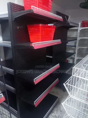 Supermarket Metal Shelf Double Sided Black