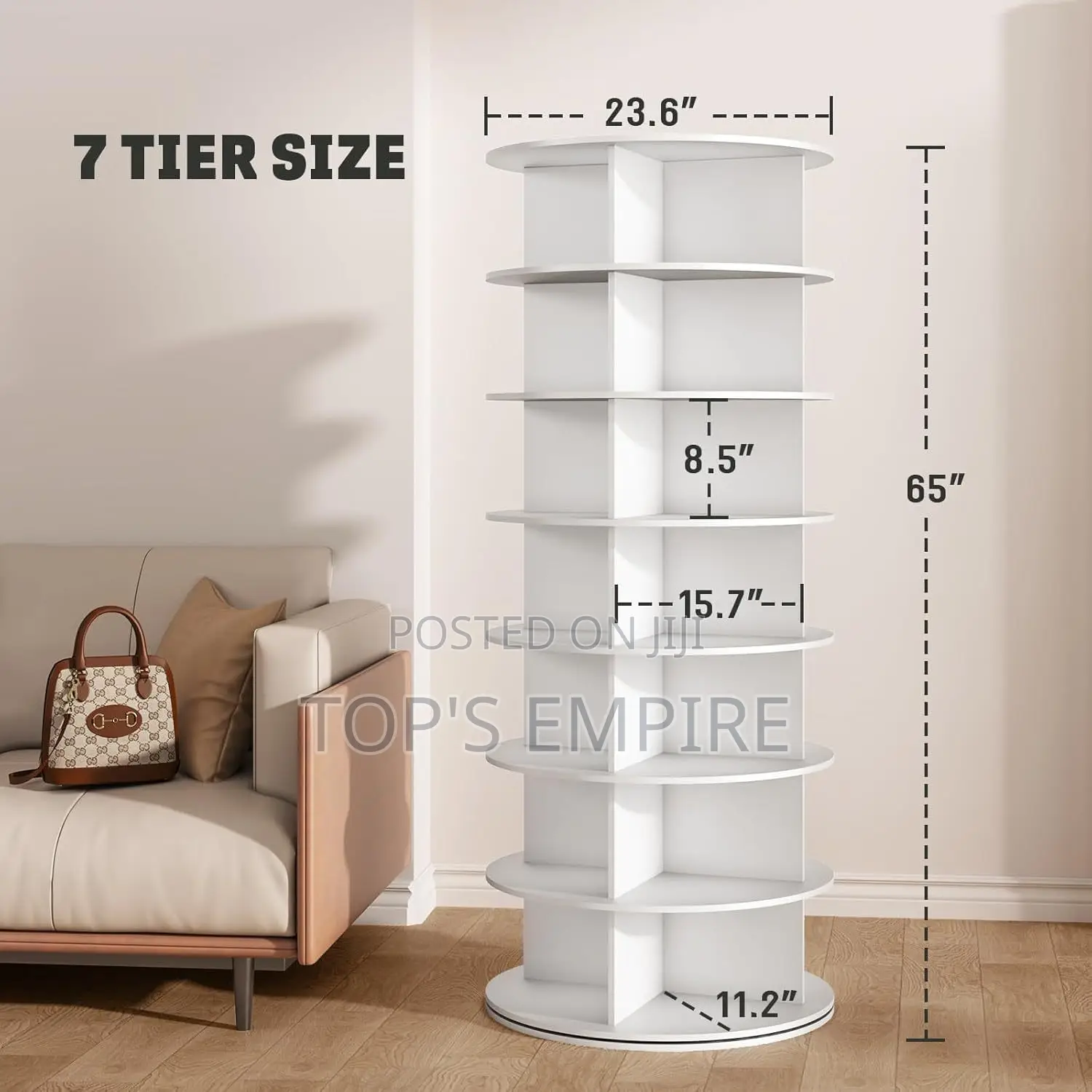 7-Tier 360° Rotating Shoe Rack – Space-Saving Tower Shelf