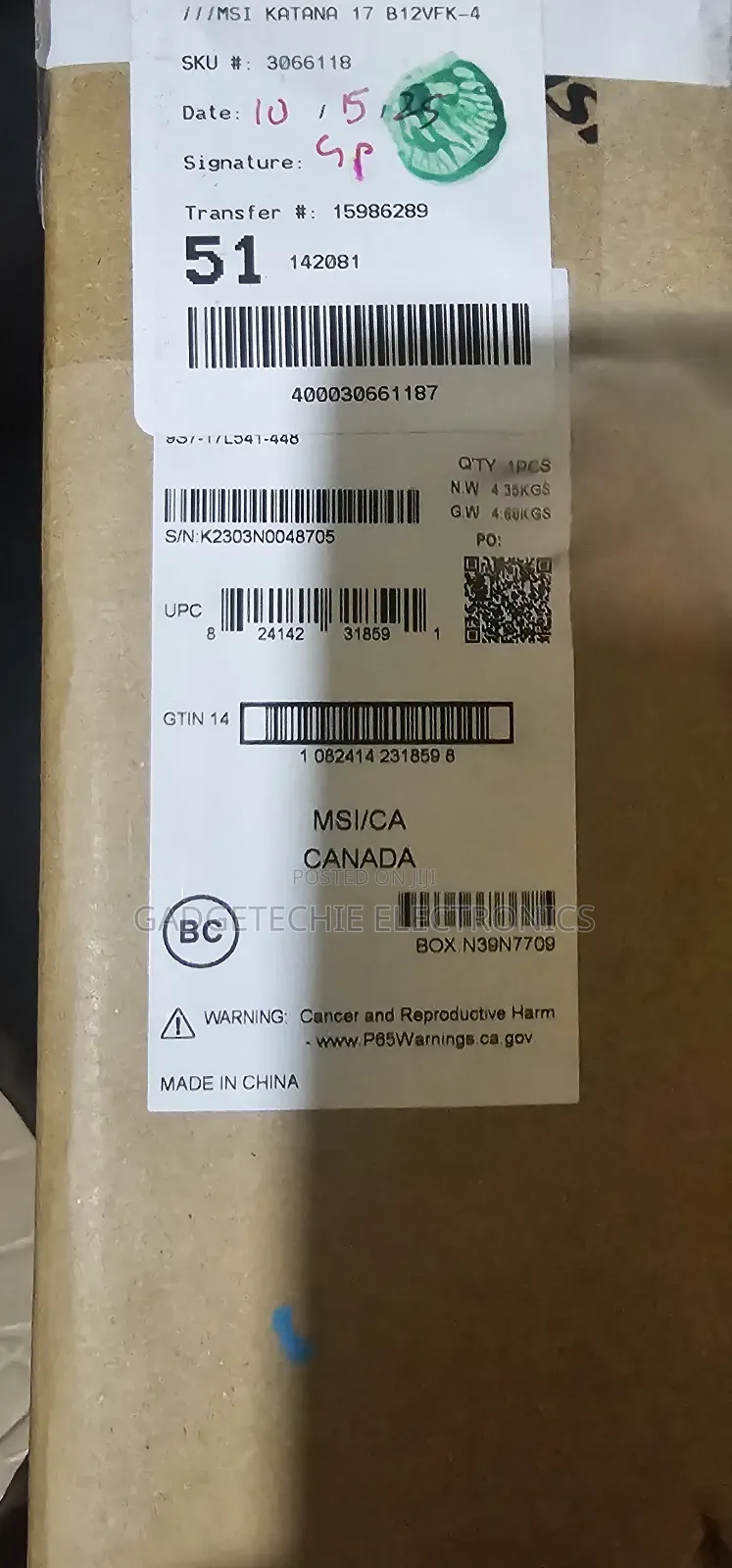 Laptop MSI Katana 17 16GB Intel Core I7 SSD 512GB