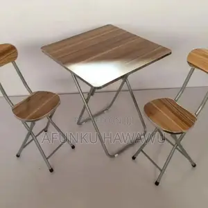 1 Table 2 Chair Brown Foldable Table
