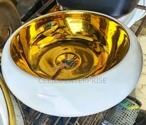 White and Gold Contertop Basin