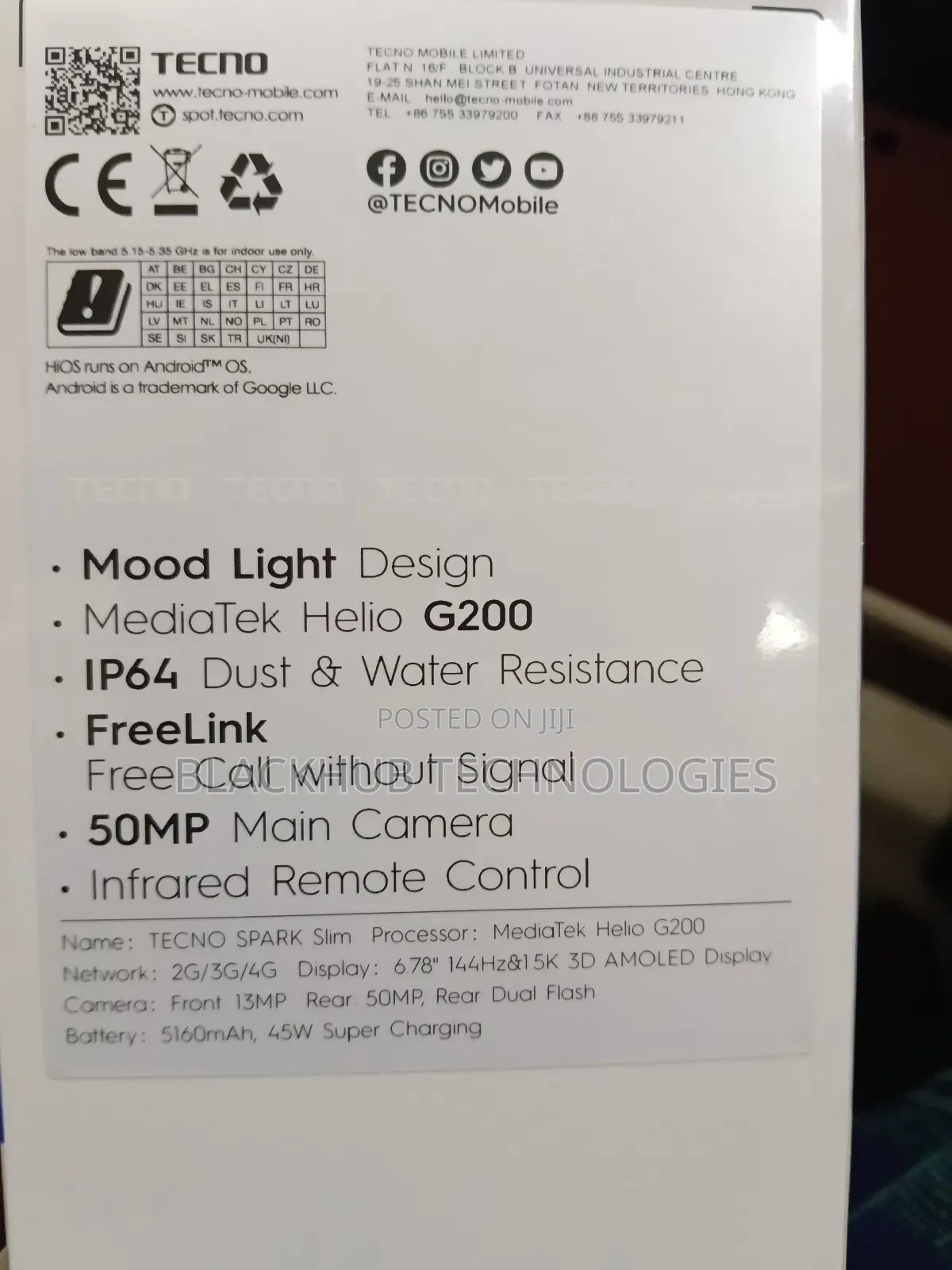 New Tecno Spark Slim 256 GB Black