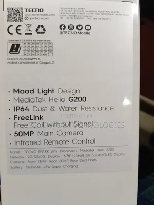 New Tecno Spark Slim 256 GB Black