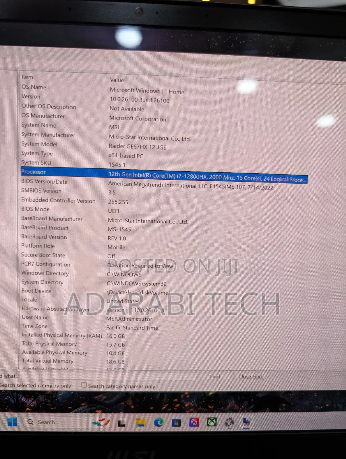 Laptop MSI GE66 Raider 16GB Intel Core I7 SSD 1T