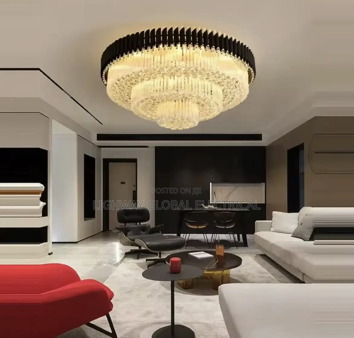 600mm Crystal Round Flosh Ceiling Fitting