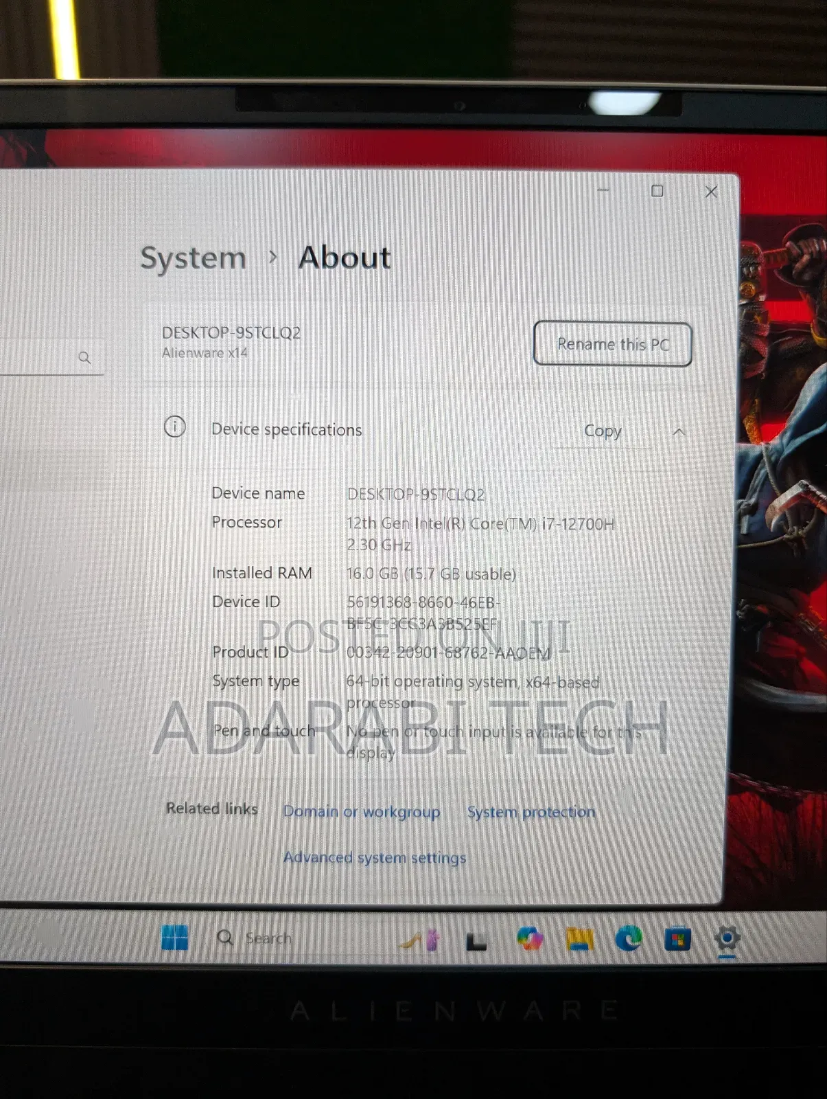 Laptop Dell Alienware X15 R1 16GB Intel Core I7 SSD 1T