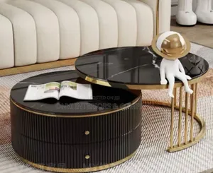 Extendable Marble Top Center Table With 2 Drawers