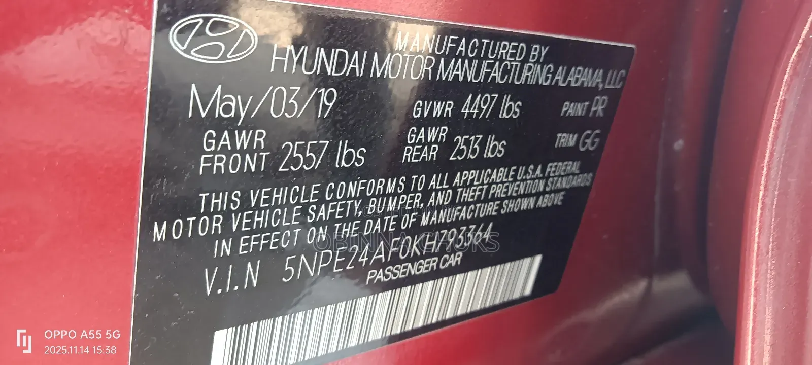 Hyundai Sonata SE 2019 Red
