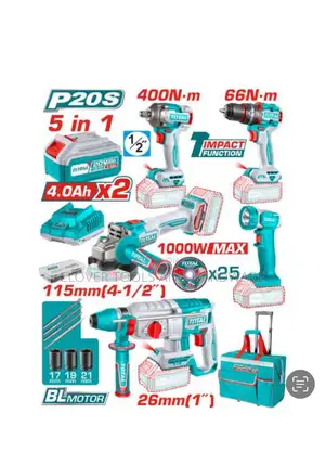 Total Tools 5 PCS Cordless Industrial Combo Kit Tckli20592