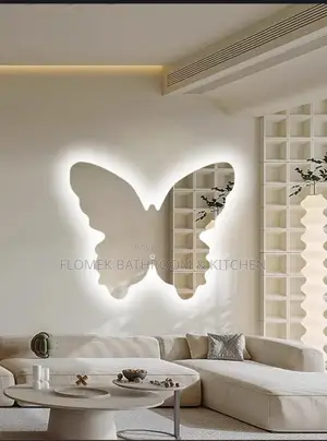 Butterfly Designed Led Mirror With 3 Coloured Light. No
