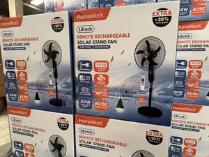 18”Homeworx Solar Rechargeable Standing Fan With 18v 25w Solar Panel