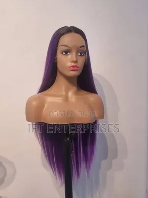 T Lace Frontal Human Hair Purple Ombre Wig