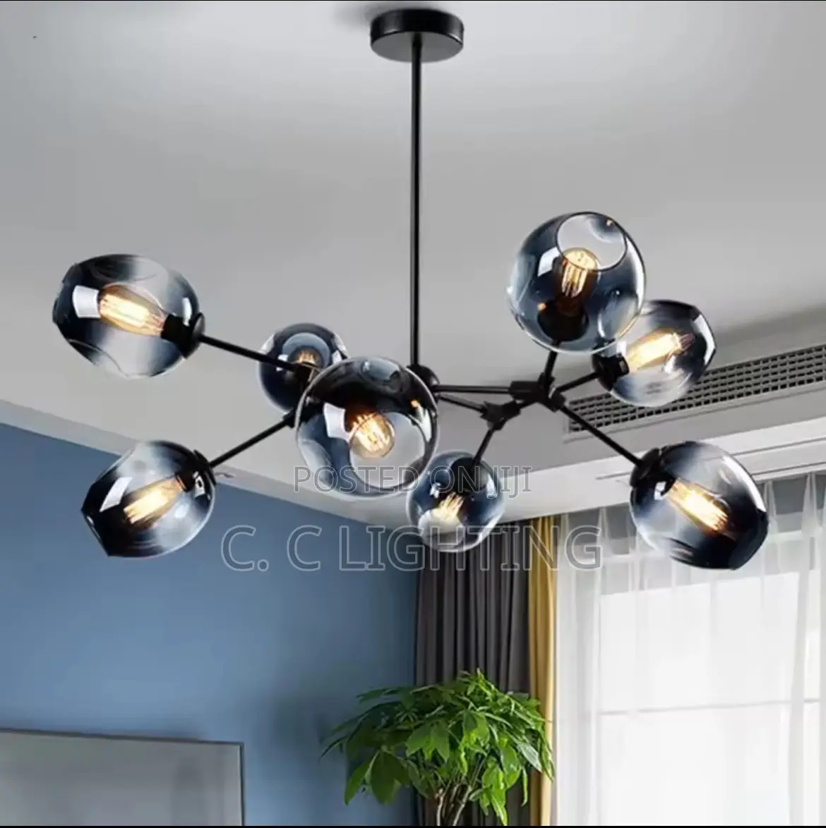 Modern Creative Led Glass Chandelier Smoke Glass