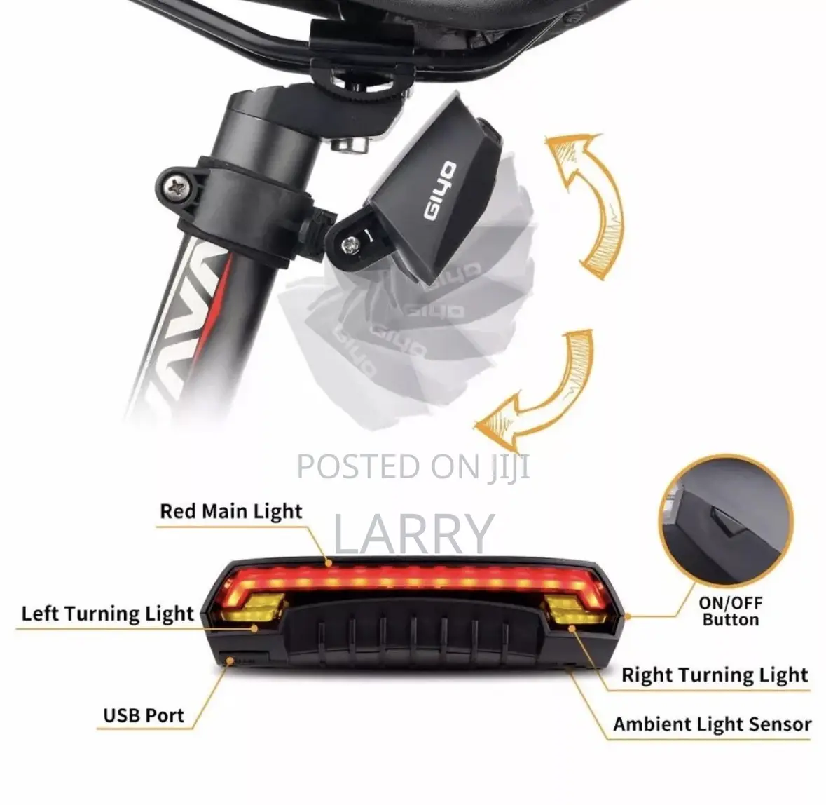 Giyo Battery Pack Bicycle Light Usb Rechargeable