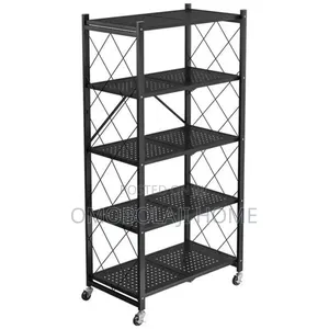 5 Tier Foldable Multipurpose Kitchen Rack With Wheels