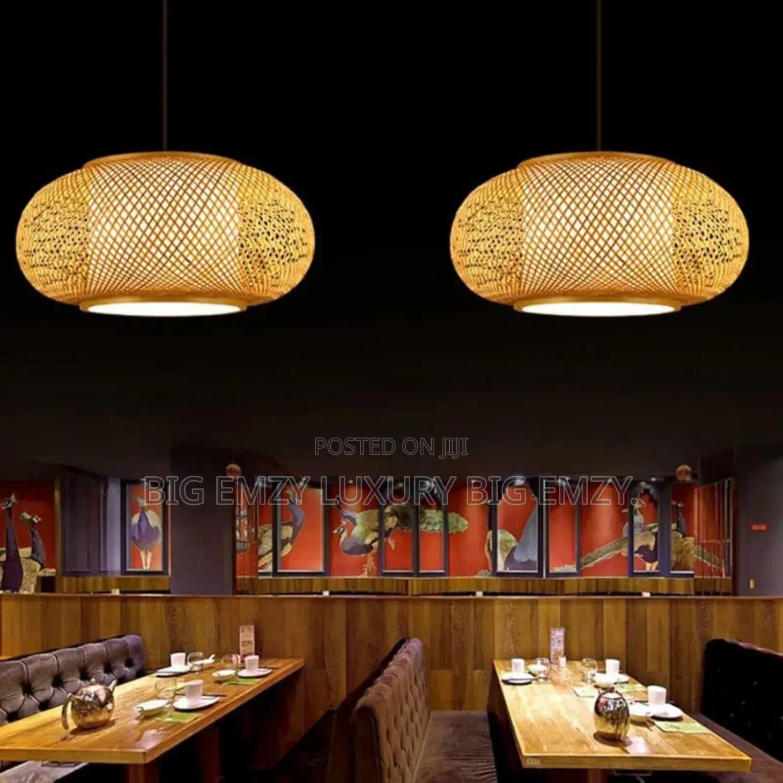 Modern Incandescent Bamboo Pendant Light or Rattan Pendant Lamp.