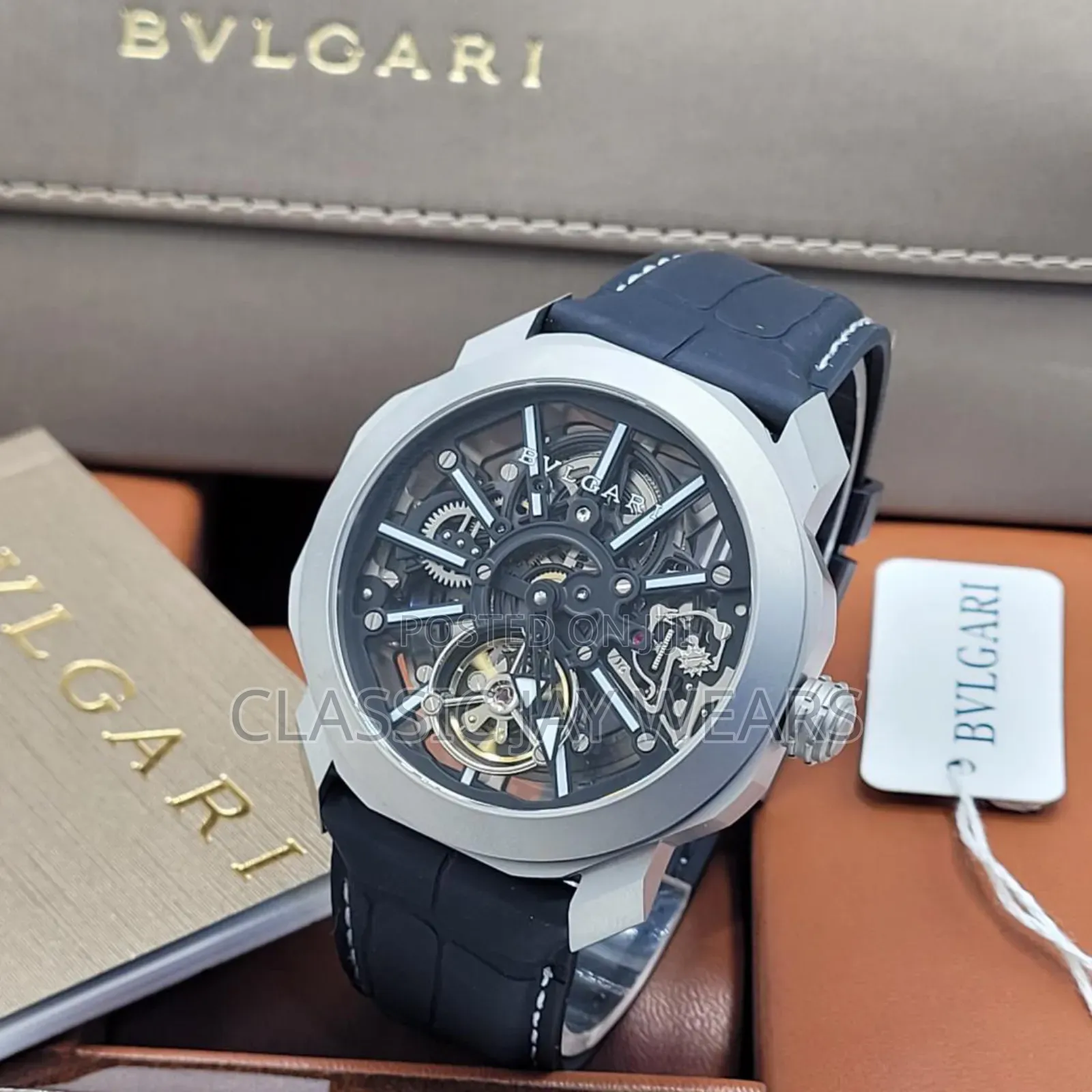 Bvlgari Leather Rubber Automatic Watches
