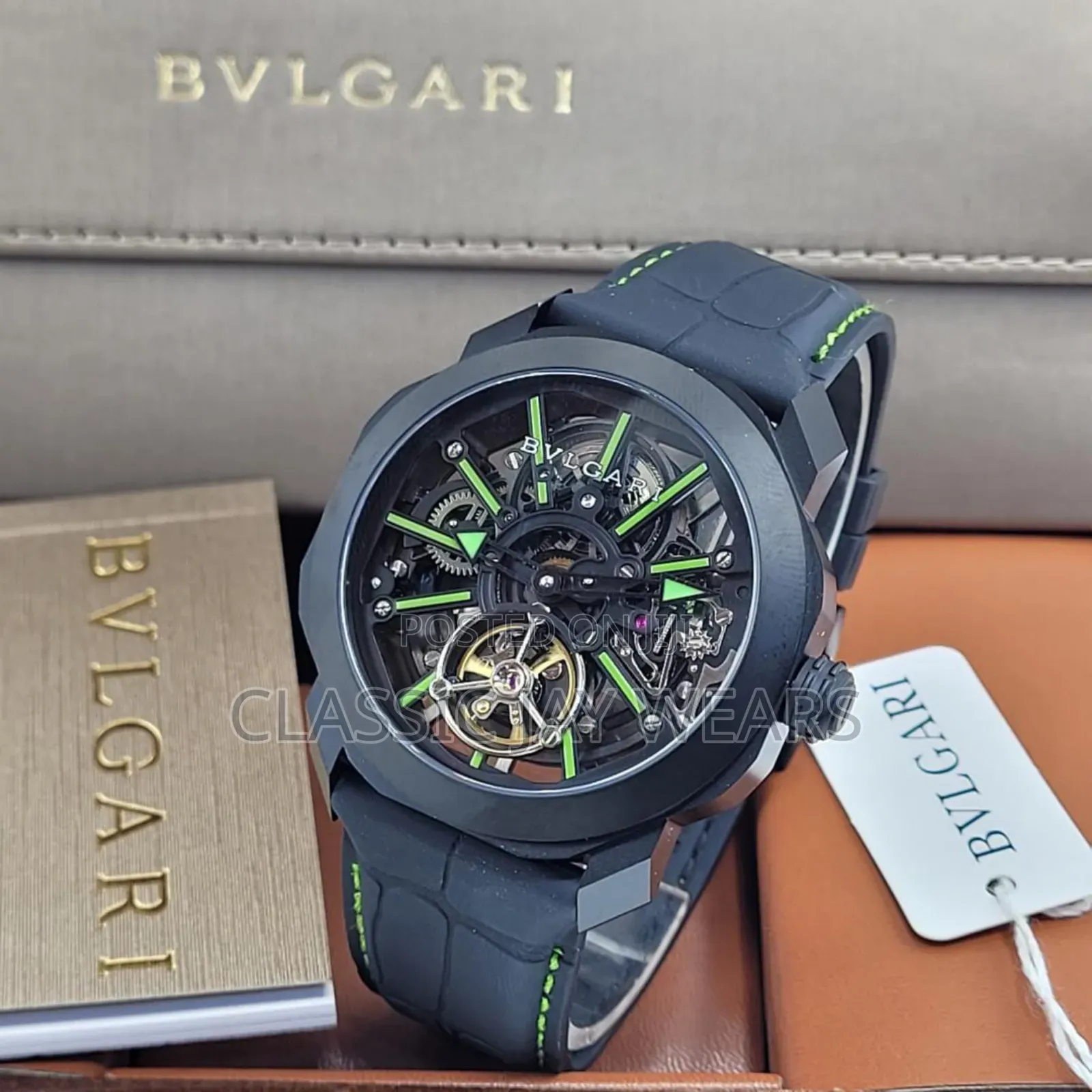 Bvlgari Leather Rubber Automatic Watches