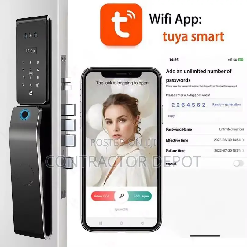 Waterproof Latest Face Realtime Active Intercom Smart Lock Fingerprint