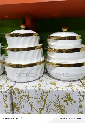 3 Set Ceramic Cookware With Gold Lining