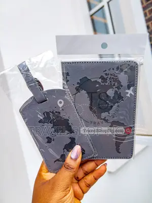 Map Patterned Rfid Blocking Passport Cover | W/Matching Luggage Tag